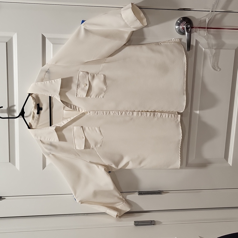 NOTATIONS BUTTON UP CREME COLOR BLOUSE 3/4 LENGTH SLEEVES SIZE 3X